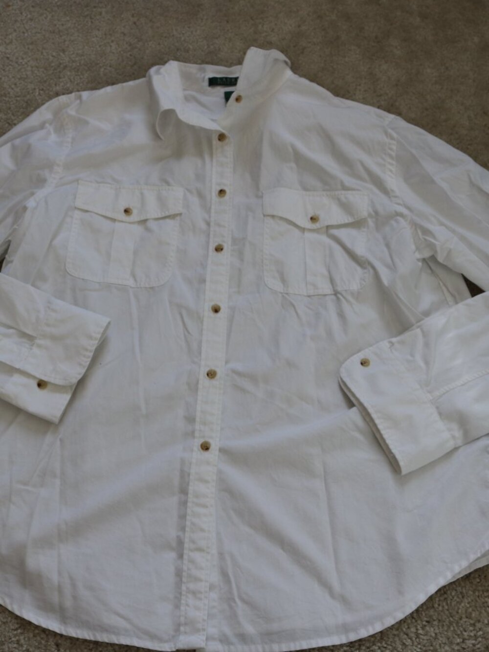 Lauren Ralph Lauren White Casual Button-Down Shirt